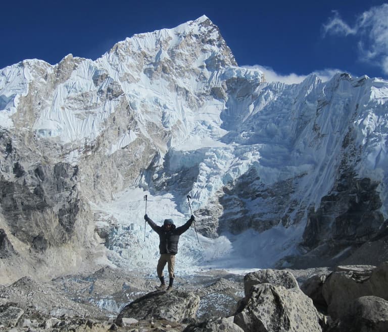 A Person Standing near Khumbu Ice Fall