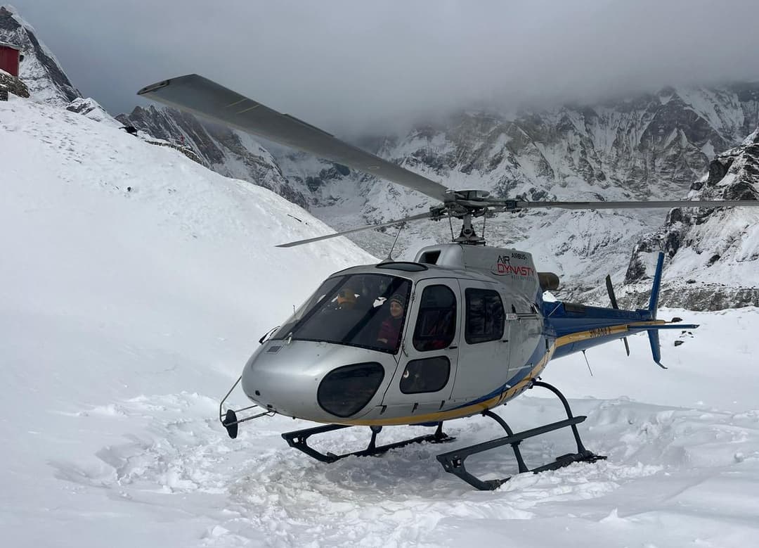 Helicopter parked before EBC adventure